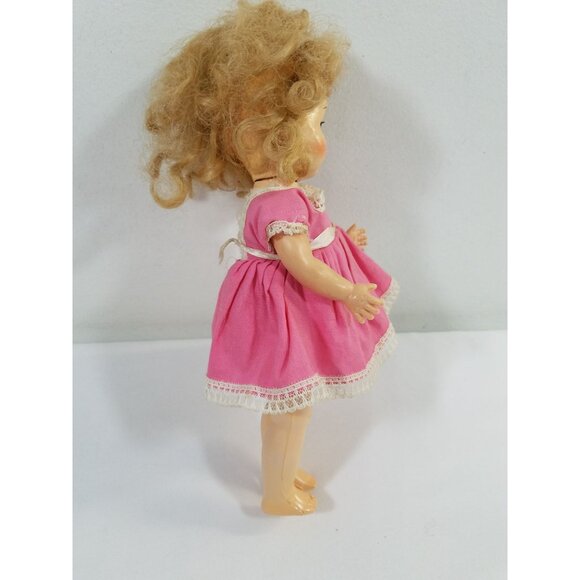 Pam Doll Walking Doll 9" Blonde Original Dress Head Turns as Legs Move Vtg 1050s - Picture 13 of 15